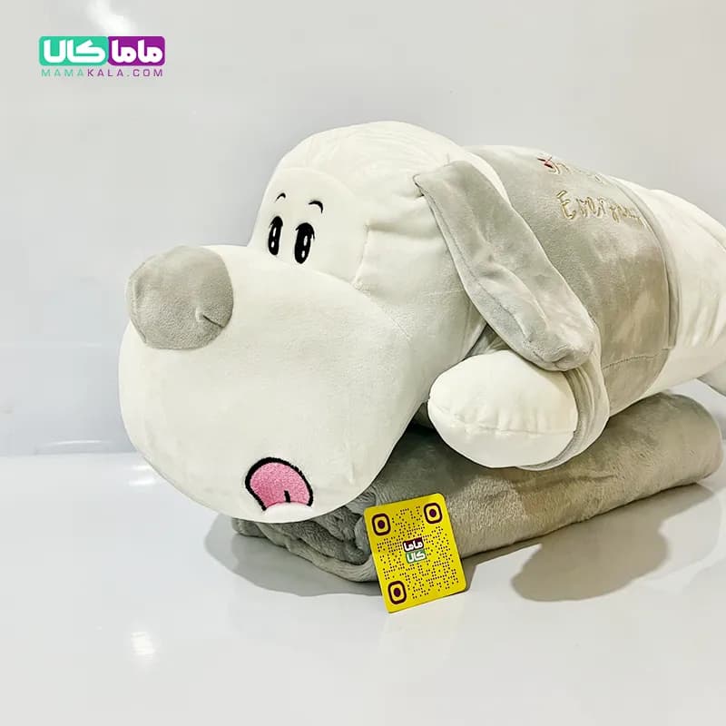 عروسک سگ شارپی پتوبالشتی طوسی وارداتی 60 سانتیمتر — تصویر ۳