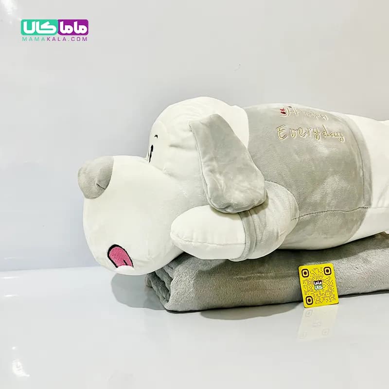 عروسک سگ شارپی پتوبالشتی طوسی وارداتی 60 سانتیمتر — تصویر ۴