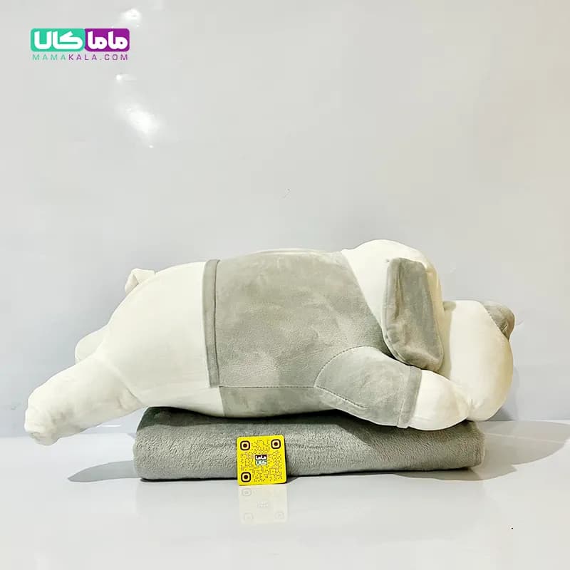 عروسک سگ شارپی پتوبالشتی طوسی وارداتی 60 سانتیمتر — تصویر ۶
