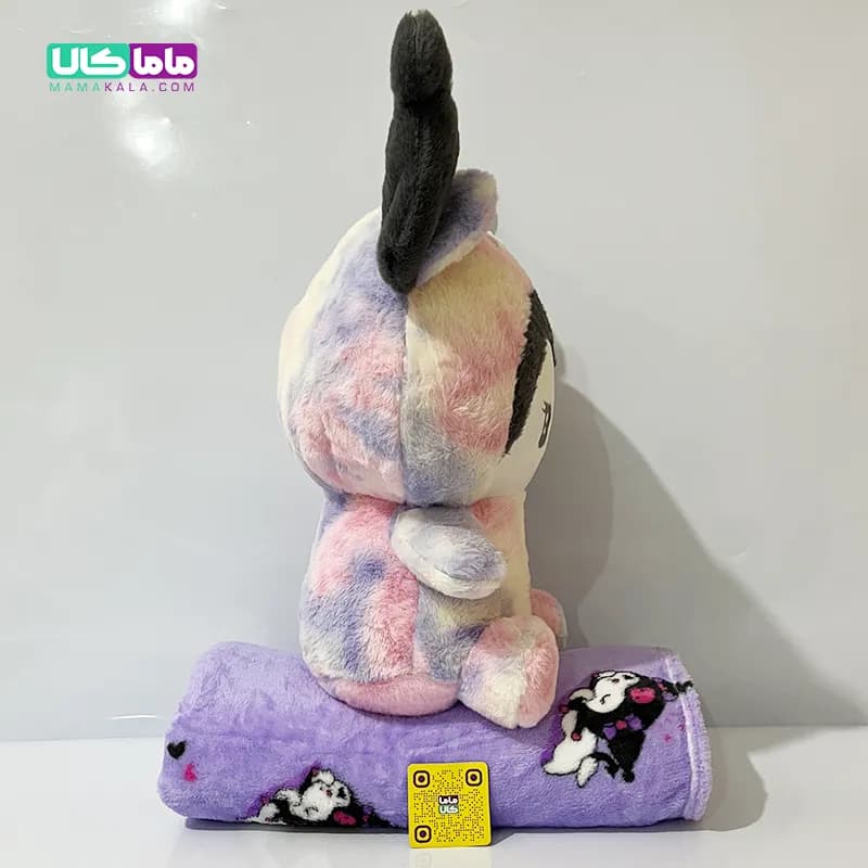عروسک کرومی آبرنگی با پتوی طرح دار بنفش 50 سانتیمتر — تصویر ۴