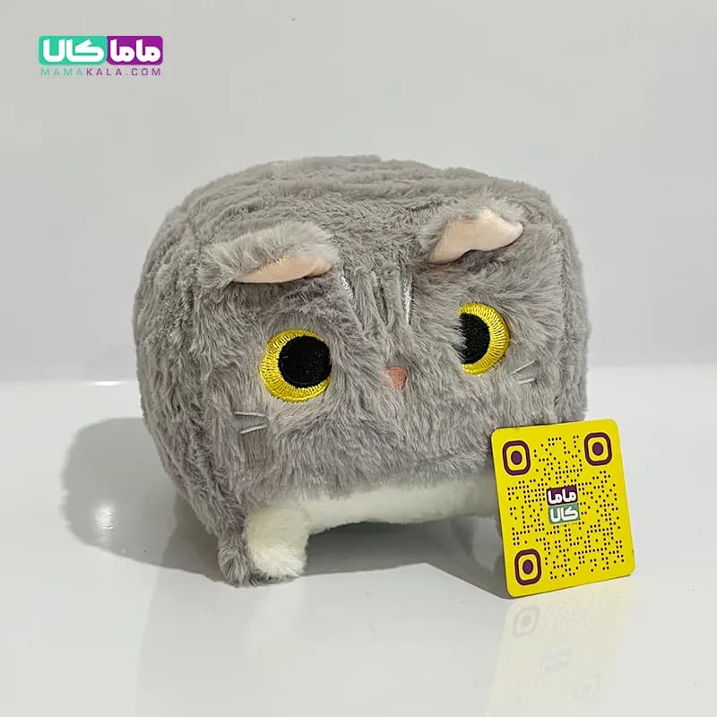 عروسک گربه مکعبی طوسی 25 سانتیمتر — تصویر ۲