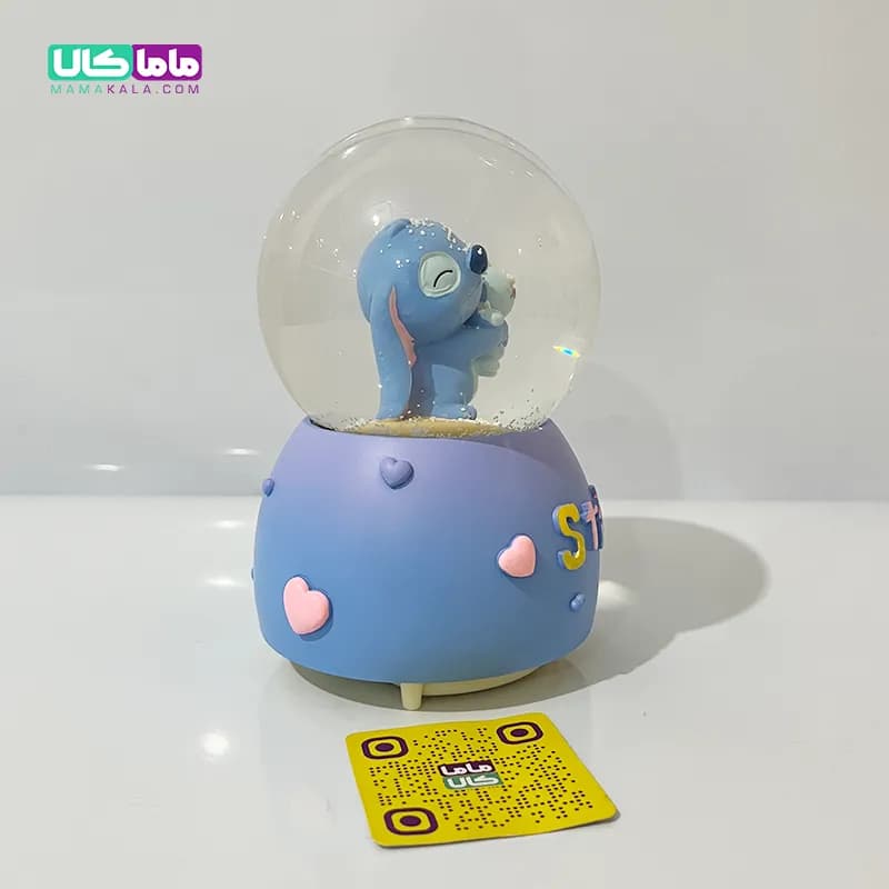 گوی کریستالی موزیکال استیج آبی + رقص نور و برف شادی 20 سانتیمتر — تصویر ۶