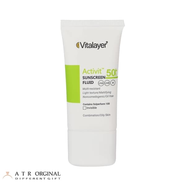 فلوئید ضدآفتاب بی‌رنگ ویتالیر SPF50 مدل Activit