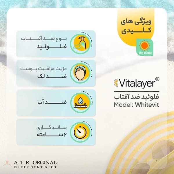 فلوئید ضدآفتاب بی‌رنگ ویتالیر SPF50 مدل Whitevit — تصویر ۳