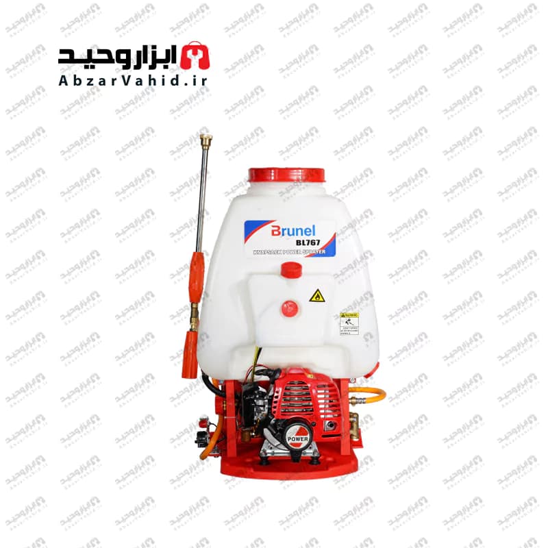 سمپاش پشتی 25 لیتری برونل بنزینی دو زمانه قدرت بالا به همراه شیلنگ و لانس کم وزن قابل حمل BL767