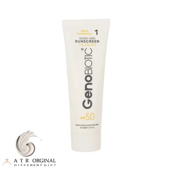 کرم ضد آفتاب بی رنگ ژنو بایوتیک با SPF50 مناسب پوست چرب و مختلط