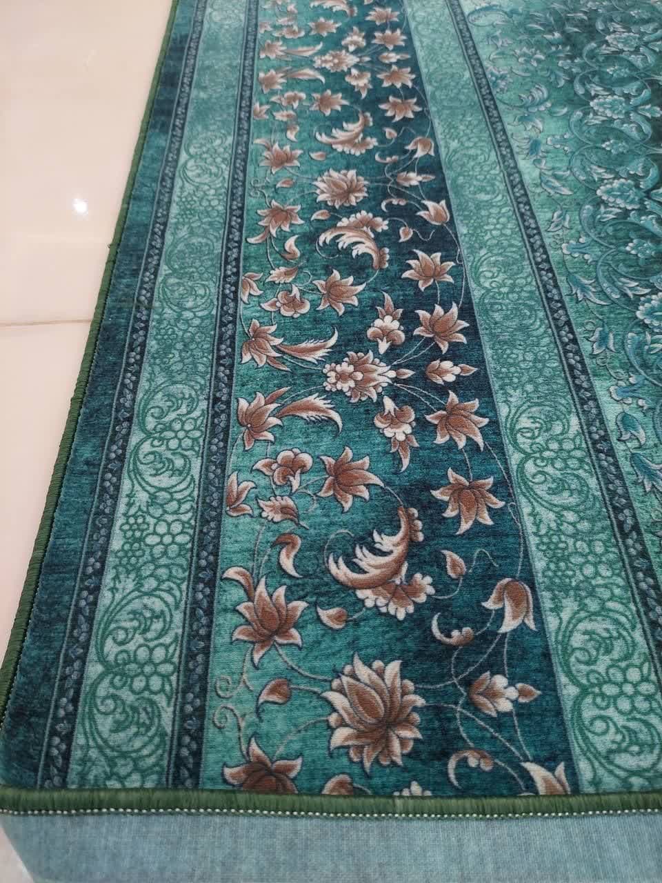 فرش روچک کد 400400 فیروزه ای طرح دستباف — تصویر ۷