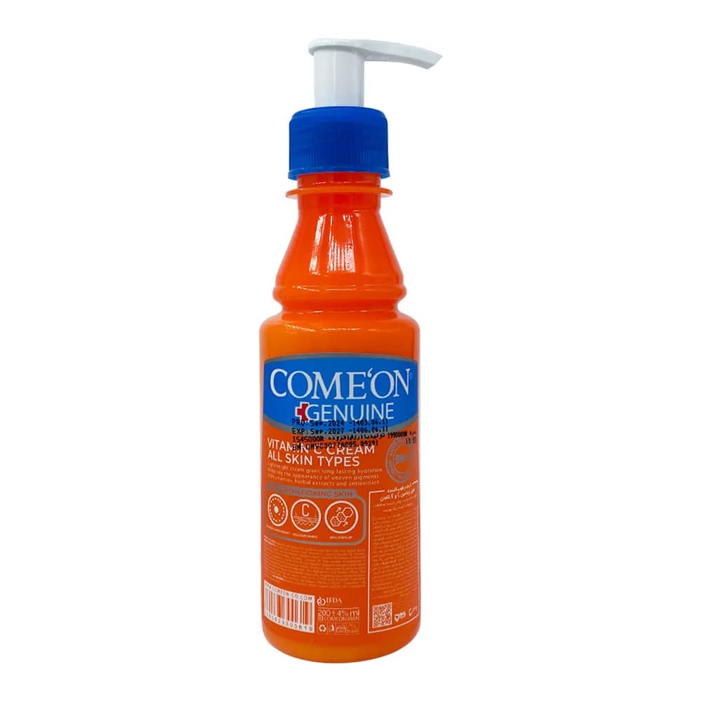 کرم مرطوب کننده ویتامین سی کامان (نارنجی) 200 میل | COMEON Vitamin C Moisturizing Cream — تصویر ۲