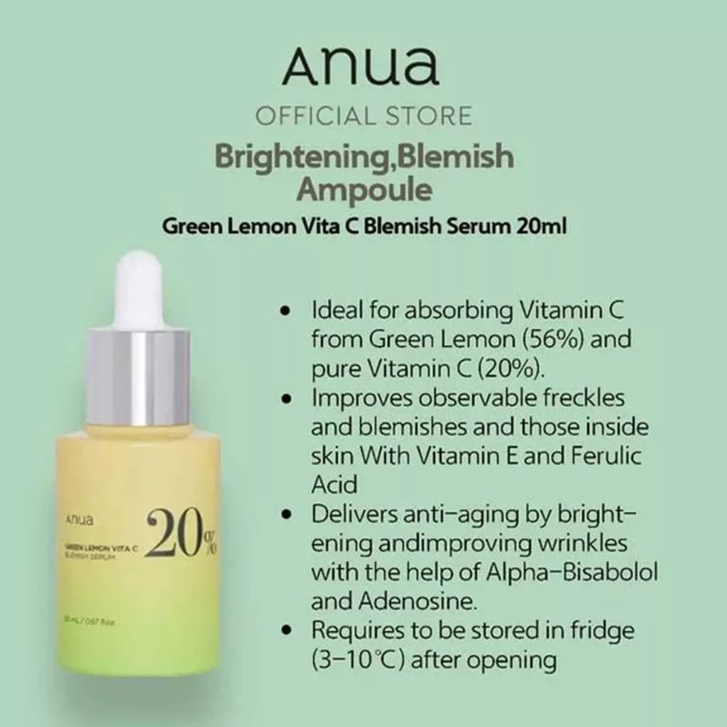 سرم ویتامین C لیمو سبز آنوا ۲۰٪ | Anua Green Lemon Vita C Blemish Serum 20% — تصویر ۴