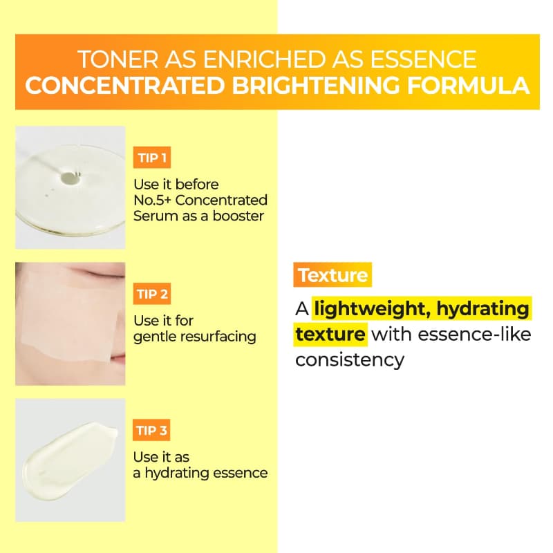تونر روشن کننده و ضدلک شماره ۵ نامبوزین | Numbuzin No.5+ Glutathione Vitamin Concentrated Toner — تصویر ۴