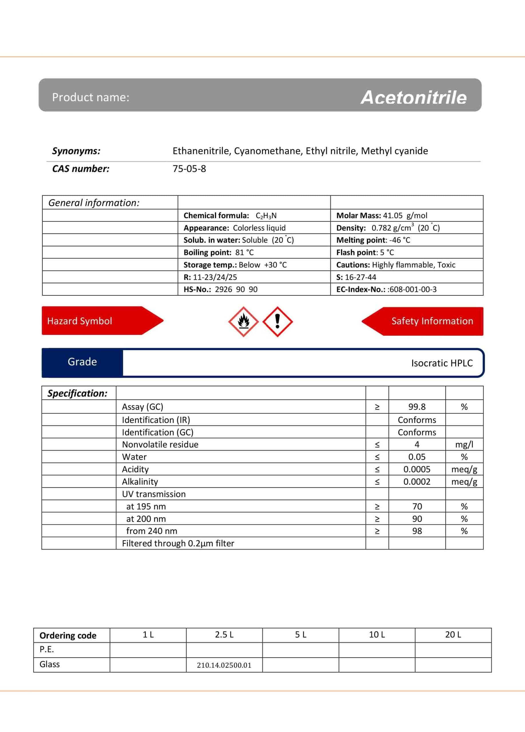 استونیتریل گرید Isocratic HPLC | دکتر مجللی — تصویر ۲