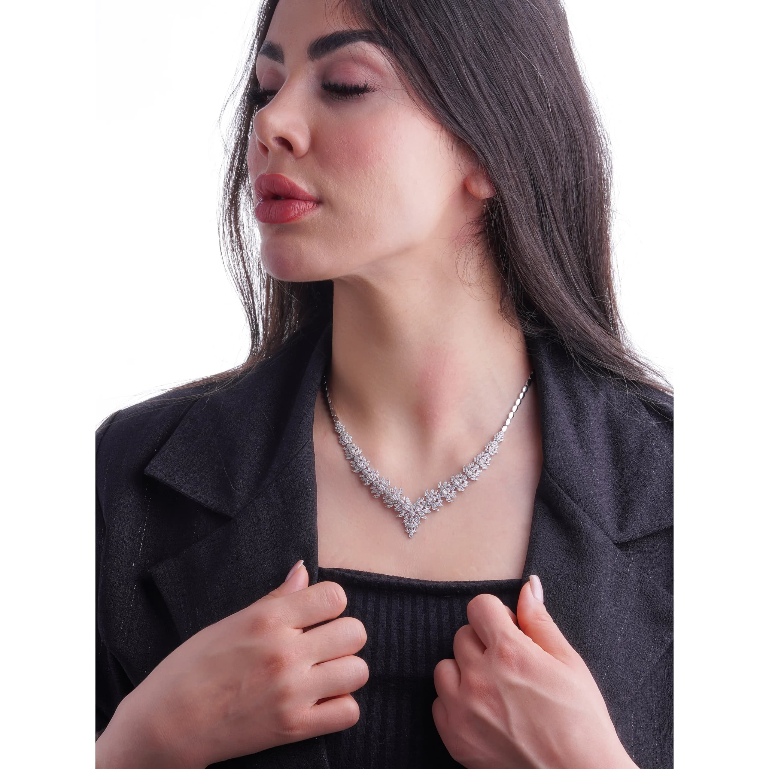 گردنبند نقره زنانه طرح شکوفه شمیم سیلور 1000015136 — تصویر ۲