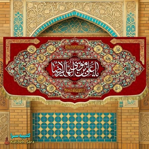 کتیبه مخمل ولادتی یا علی بن موسی ایها الرضا (ع) .
