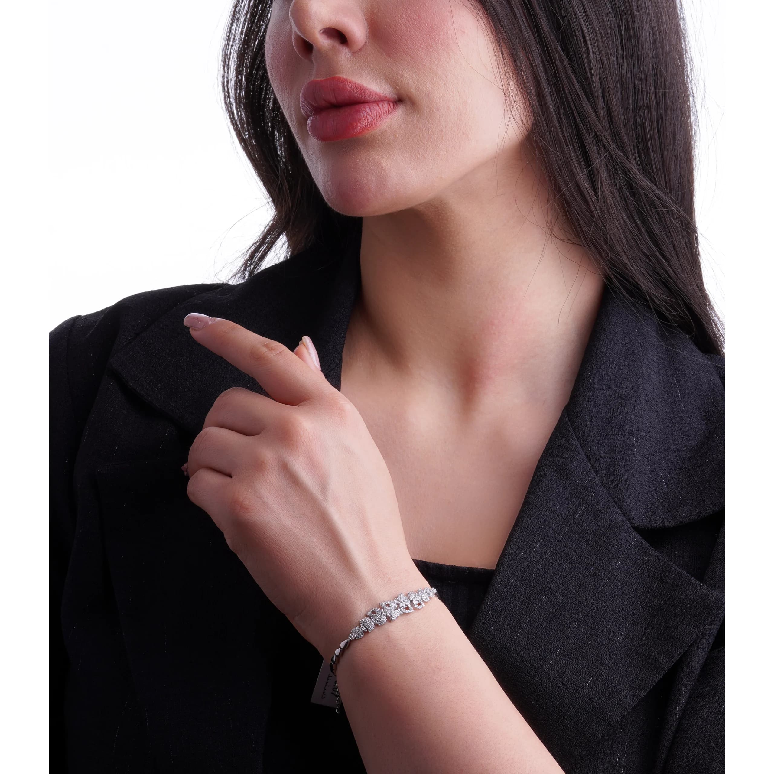 دستبند زنانه نقره نگیندار شمیم سیلور 100015128 — تصویر ۳