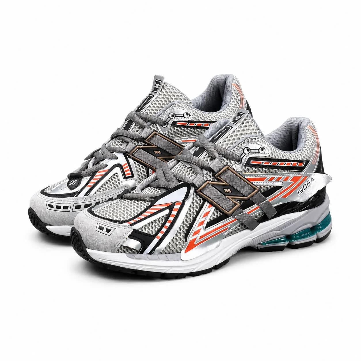 کتونی مردانه نیوبالانس طوسی نارنجی New BALANCE 1906 — تصویر ۳