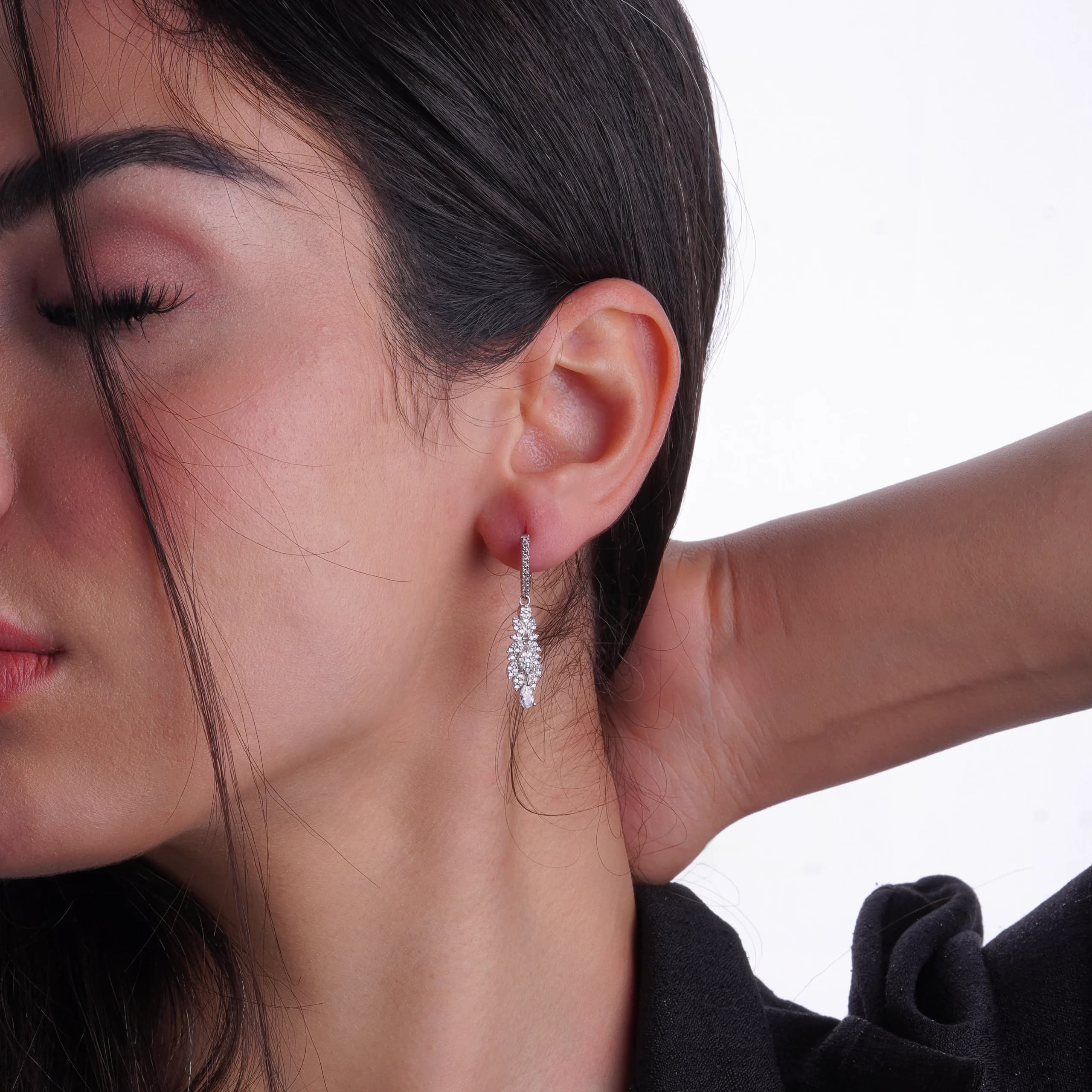 گوشواره نقره زنانه شمیم سیلور مدل برگ کد 10015119 — تصویر ۲
