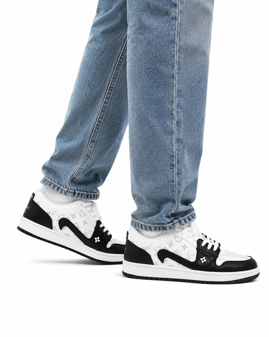 کتونی مردانه مدل نایکی لویی ویتون سفید مشکی NIKE — تصویر ۵