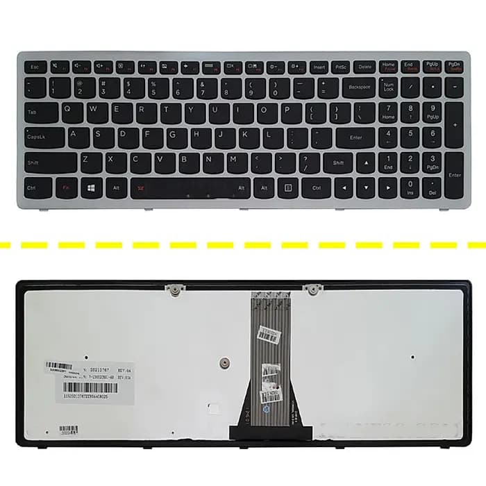 کیبورد لپ تاپ لنوو IdeaPad Z510 مشکی-با فریم نقره ای