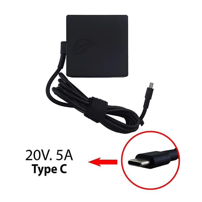 آداپتور ایسوس 100W 20V 5A | شارژر Type-C مربعی ASUS | خرید اداپتور لپ تاپ تایپ سی