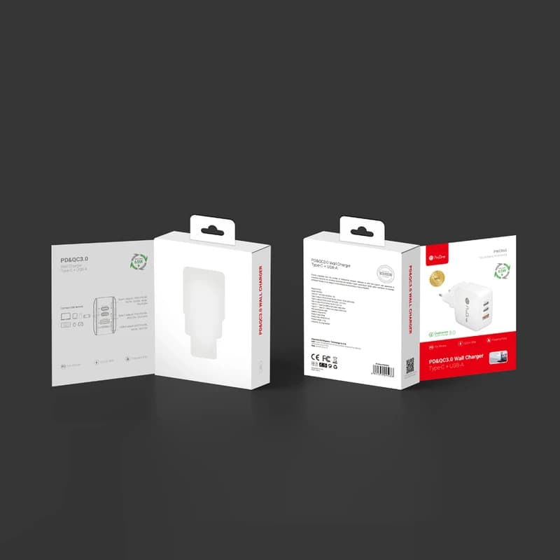 شارژر دیواری پرووان PWC565 | توان 65 وات، دو پورت Type-C + یک پورت USB-A، فناوری PD و QC3.0 — تصویر ۶