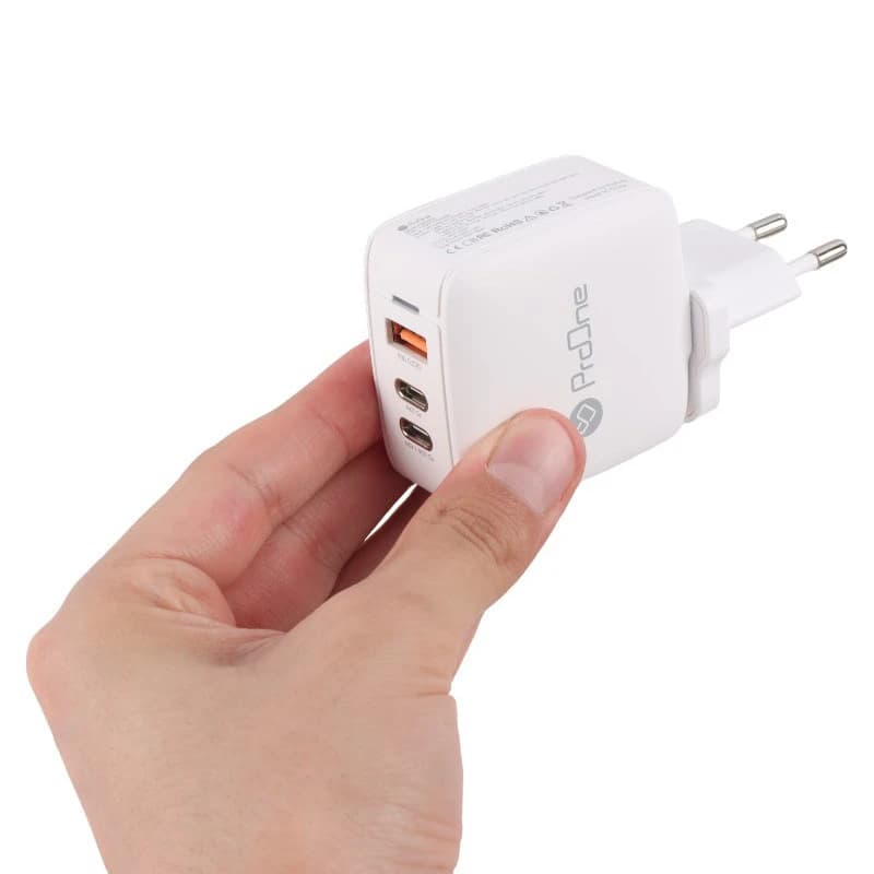 شارژر دیواری پرووان PWC565 | توان 65 وات، دو پورت Type-C + یک پورت USB-A، فناوری PD و QC3.0 — تصویر ۵