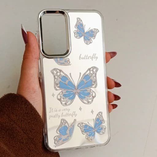 گارد گوشی A15 طرح آیینه ای فانتزی مدل پروانه رنگ آبی a15 قاب و کاور