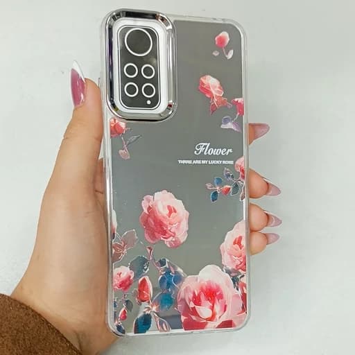 گارد گوشی Redmi Note 12S طرح آیینه ای فانتزی مدل گل صورتی ردمی نوت 12 اس قاب و کاور