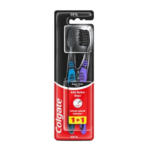 مسواك كلگيت مدل super clean black برس مديوم بسته 2 عددي