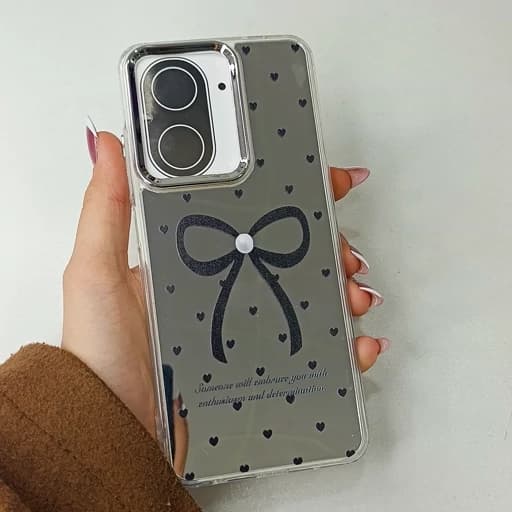 گارد گوشی Redmi A5طرح آیینه ای فانتزی مدل پاپیون رنگ مشکی نگین دار ردمی آ5 قاب و کاور
