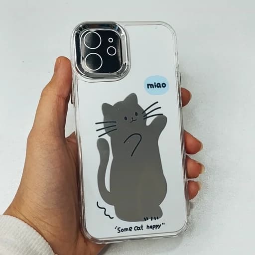 گارد گوشی Iphone 12/Iphone 12 pro طرح آیینه ای فانتزی مدل گربه آیفون 12 نرمال و12 پرو قاب و کاور