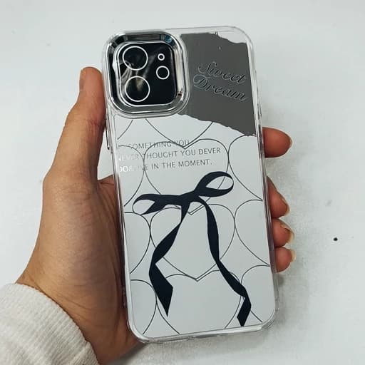 گارد گوشی Iphone 12/Iphone 12 pro طرح آیینه ای فانتزی مدل پاپیون آیفون 12 نرمال و12 پرو قاب و کاور