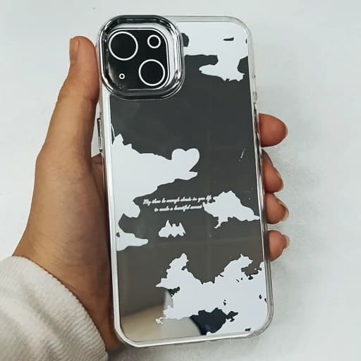 گارد گوشی Iphone 15/Iphone 14/Iphone 13 طرح آیینه ای فانتزی مدل ابری رنگ سفید آیفون 13/14/15 نرمال قاب و کاور