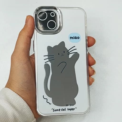 گارد گوشی Iphone 15/Iphone 14/Iphone 13 طرح آیینه ای فانتزی مدل گربه ای آیفون13/14/15 نرمال قاب و کاور