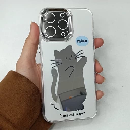 گارد گوشی Iphone 13 pro max طرح آیینه ای فانتزی گربه آیفون 13 پرو مکس قاب و کاور