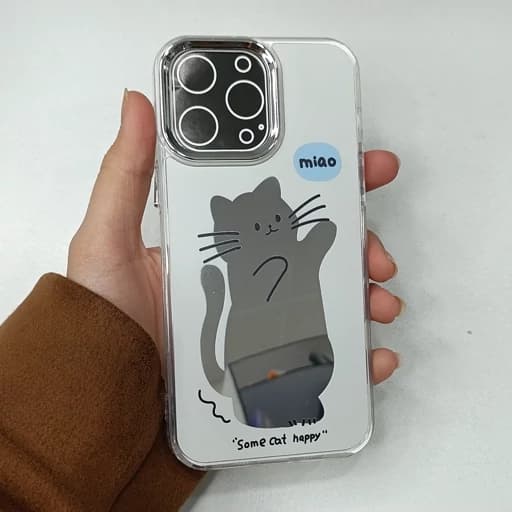 گارد گوشی Iphone 14 pro max طرح آیینه ای فانتزی گربه ای آیفون 14 پرو مکس قاب و کاور