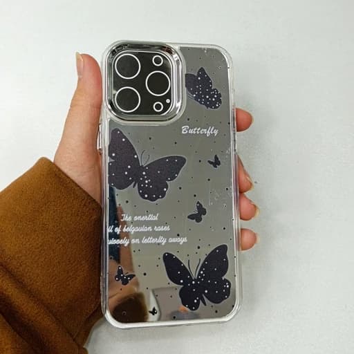 گارد گوشی Iphone 14 pro max طرح آیینه ای فانتزی پروانه رنگ مشکی آیفون 14 پرو مکس قاب و کاور