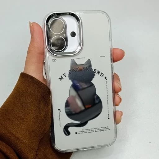 گارد گوشی Iphone 16 طرح آیینه ای مدل گربه ای آیفون 16 نرمال قاب و کاور