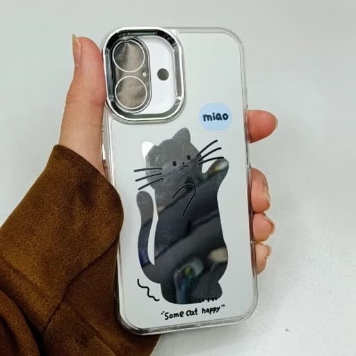 گارد گوشی Iphone 16 طرح آیینه ای مدل گربه ای آیفون 16 نرمال قاب و کاور — تصویر ۲