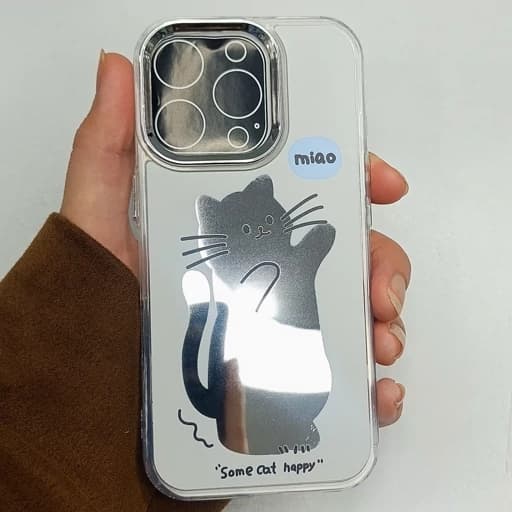 گارد گوشی Iphone 16 pro طرح آیینه ای گربه ای آیفون 16 پرو قاب و کاور