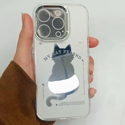 گارد گوشی Iphone 16 pro طرح آیینه ای مدل گربه آیفون 16 پرو قاب و کاور