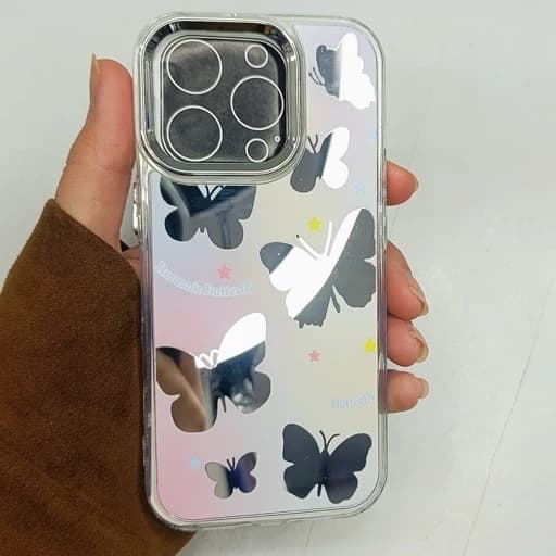 گارد گوشی Iphone 16 pro طرح آیینه ای مدل پروانه هفت رنگ آیفون 16 پرو قاب و کاور