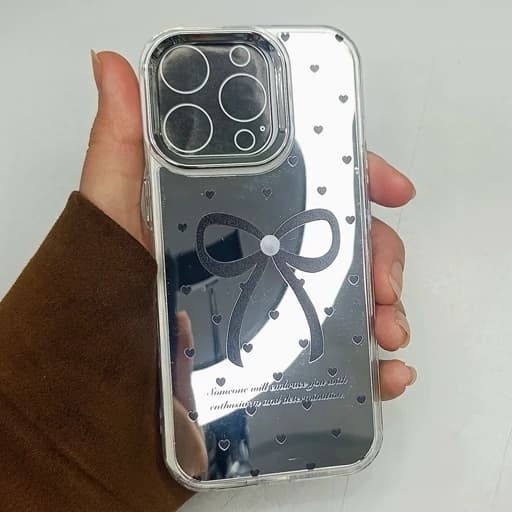 گارد گوشی Iphone 16 pro طرح آیینه ای مدل پاپیون نگین دار آیفون 16 پرو قاب و کاور