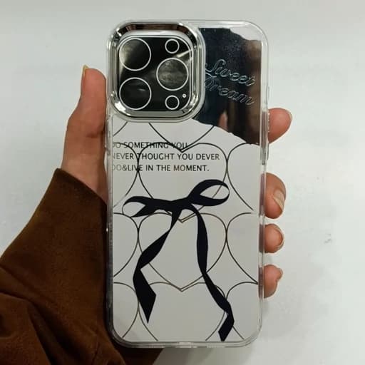 گارد گوشی Iphone 16 pro max طرح آیینه ای پاپیون رنگ مشکی آیفون 16 پرو مکس قاب و کاور