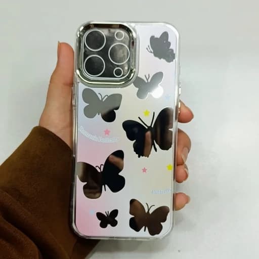 گارد گوشی Iphone 16 pro max طرح آیینه ای فانتزی پروانه ای هفت رنگ آیفون 16 پرو مکس قاب و کاور