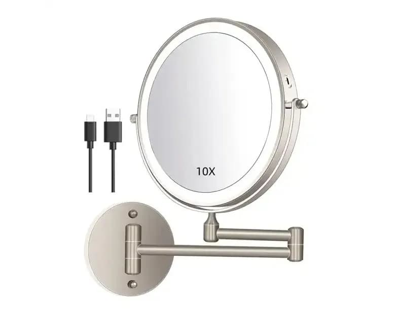 آینه اصلاح بازویی چراغ داراستیل گرد ترونی terroni کد 880 رنگ خش دار بزرگنمایی ×10