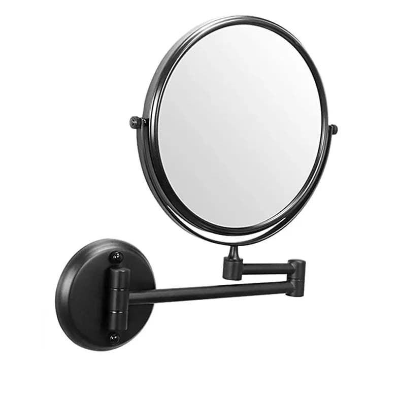 آینه اصلاح بازویی حمام استیل گرد ترونی terroni کد 817 رنگ مشکی مات بزرگنمایی ×7