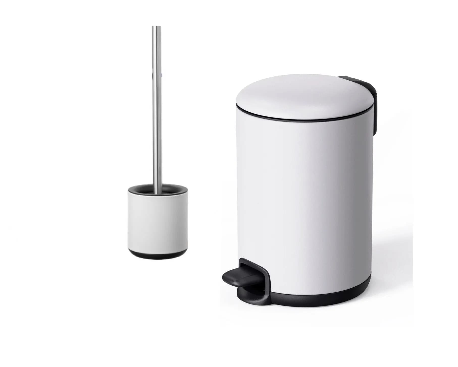 ست سطل و فرچه توالت گرد 3 لیتر ترونی terroni مدل بارابانتیا BRABANTIA کد 855 رنگ سفید مات