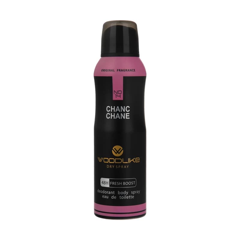 اسپری وودلایک مدل چنس شنل Deodorant Body Spray Woodlike Chanc Chane