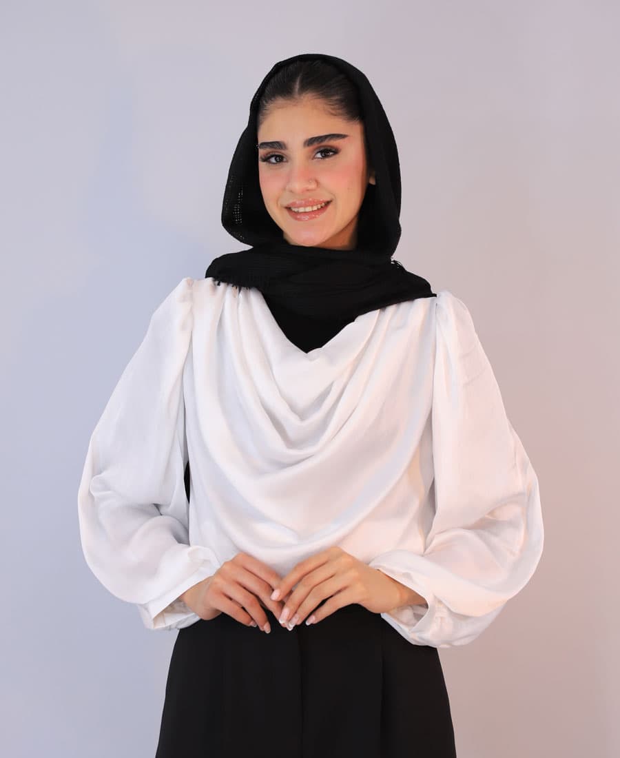 شومیز | مزونی یقه دراپه کد 1080- سفید