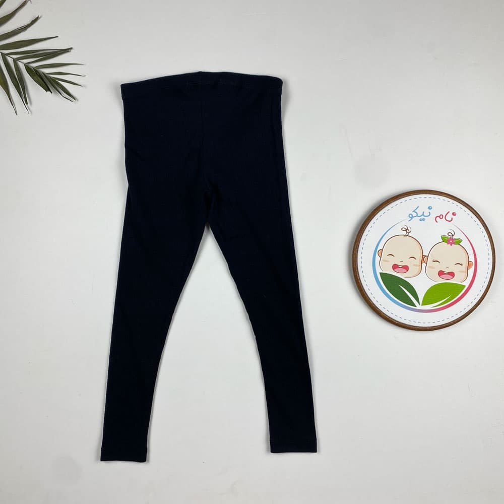 شلوار دخترانه جذب طرح کبریتی کمرکش مشکی رنگ – 4-6 سال — تصویر ۴